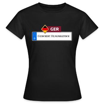 Gesichert Demokratisch 2.0 | Geschenkidee - Frauen T-Shirt - Schwarz - Vorne - AI Model Female 172 dark (172cm)