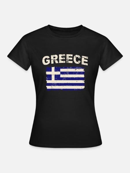 Greece Flag - Griechenland Flagge - Frauen T-Shirt - Schwarz