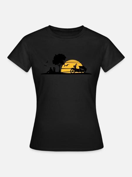 Fahrzeug - Schalbe Baum Sonne - Frauen T-Shirt - Schwarz