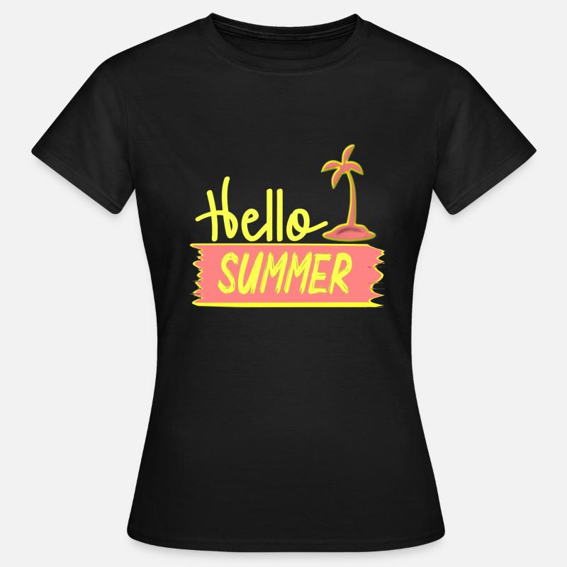 Hello SUMMER with palm tree for summer days - Women's T-Shirt - black