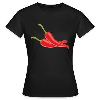 rote Chilischoten - Frauen T-Shirt - Schwarz - Vorne - AI Model Female 172 dark (172cm)