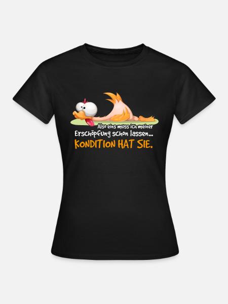 Erschöpte müde Ente / Huhn nach Sport am Boden - Frauen T-Shirt - Schwarz