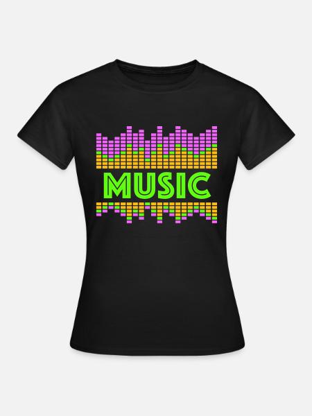 Égaliseur de musique LED Lumières Rythme Danse Stéréo - T-shirt Femme - noir