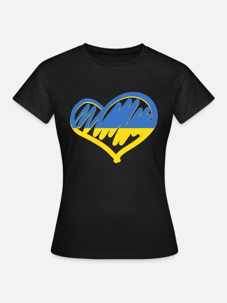 Liebe Ukraine Flagge von ganzem Herzen mit Ukrainern - Frauen T-Shirt - Schwarz