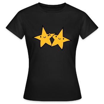 2 paires d’astérisques - T-shirt Femme - noir - Devant - AI Model Female 172 dark (172cm)