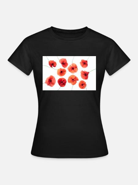 MOHNBLUME Rot Weiss - Frauen T-Shirt - Schwarz