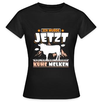 Landwirt Bauer Kühe melken - Frauen T-Shirt - Schwarz - Vorne - AI Model Female 172 dark (172cm)