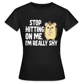 Arrêtez de me draguer, je suis timide - T-shirt Femme - noir - Devant - AI Model Female 172 dark (172cm)