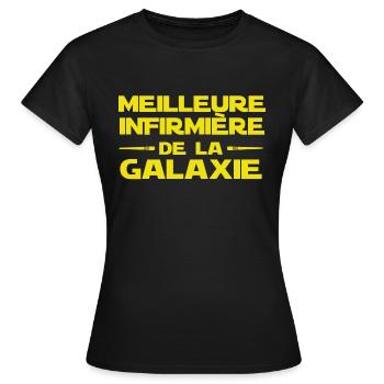 Meilleure infirmière de la galaxie - Cadeau nurse - T-shirt Femme - noir - Devant - AI Model Female 172 dark (172cm)