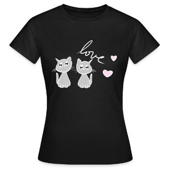 chat chats amis chers animaux chat ami - T-shirt Femme - noir - Devant - AI Model Female 172 dark (172cm)
