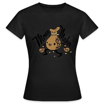 Money Maker living money bag - Women's T-Shirt - black - Front - AI Model Female 172 dark (172cm)