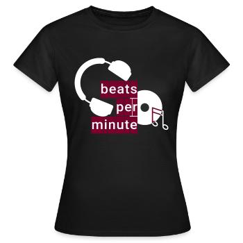 Battements par minute: casque, enregistrement et musique - T-shirt Femme - noir - Devant - AI Model Female 172 dark (172cm)