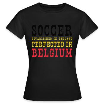 Belgium Soccer Belgian Football Belgium Futbol - Frauen T-Shirt - Schwarz - Vorne - AI Model Female 172 dark (172cm)
