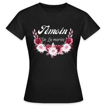 témoin de la mariée - T-shirt Femme - noir - Devant - AI Model Female 172 dark (172cm)