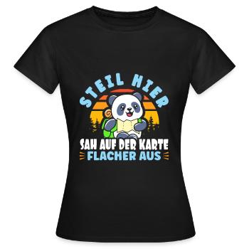 Wandern Steil hier sah Flacher aus - Frauen T-Shirt - Schwarz - Vorne - AI Model Female 172 dark (172cm)
