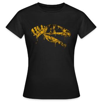 gelber Acrocanthosaurus-Schädel - Frauen T-Shirt - Schwarz - Vorne - AI Model Female 172 dark (172cm)