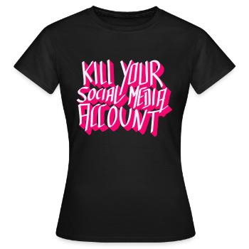 Social media suckz - Women's T-Shirt - black - Front - AI Model Female 172 dark (172cm)