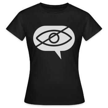 Verboten angucken Auge Sprechblase - Frauen T-Shirt - Schwarz - Vorne - AI Model Female 172 dark (172cm)