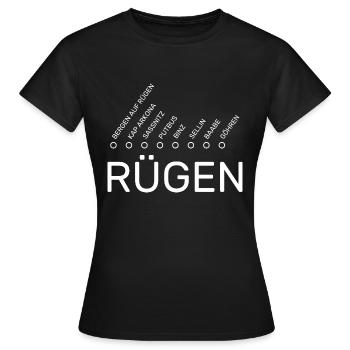 Rügen Haltepunkte weiß - Frauen T-Shirt - Schwarz - Vorne - AI Model Female 172 dark (172cm)