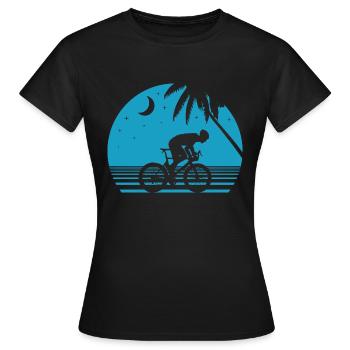 Vélo de route la nuit avec palmier - T-shirt Femme - noir - Devant - AI Model Female 172 dark (172cm)