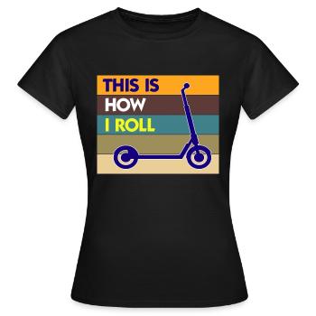 E-Scooter Roller Scooter - T-shirt Femme - noir - Devant - AI Model Female 172 dark (172cm)