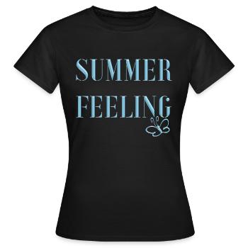 SUMMER FEELING mit Schmetterling - Frauen T-Shirt - Schwarz - Vorne - AI Model Female 172 dark (172cm)