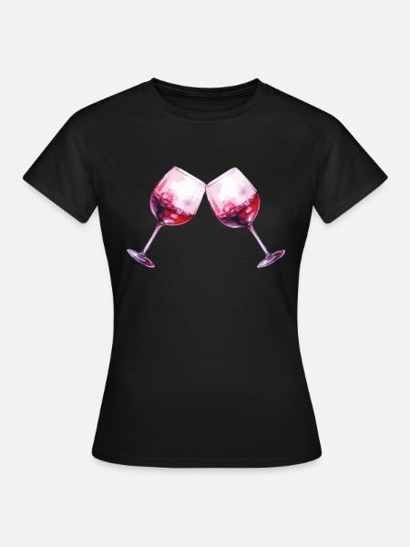 weingläser 2 - Frauen T-Shirt - Schwarz