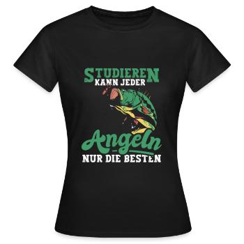 Angeln Fischen Studieren kann jeder - Frauen T-Shirt - Schwarz - Vorne - AI Model Female 172 dark (172cm)