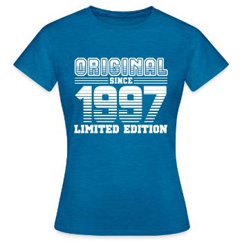 1997 - Women's T-Shirt - antique blue sapphire heather - Front - AI Model Female 172 dark (172cm)