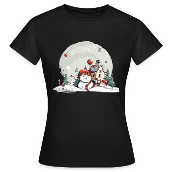 Paysage de Noël - T-shirt Femme - noir - Devant - AI Model Female 172 dark (172cm)