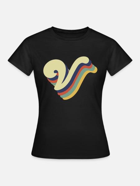 Retro-V-Buchstabe - Frauen T-Shirt - Schwarz