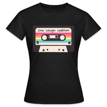 Live Laugh Lesbian - Vintage des années 80 sur le thème LGBTQIA+ - T-shirt Femme - noir - Devant - AI Model Female 172 dark (172cm)
