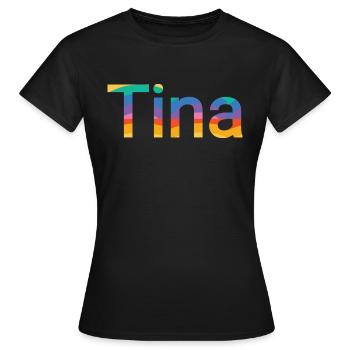 Nom Tina dans Rainbow Fatbe - T-shirt Femme - noir - Devant - AI Model Female 172 dark (172cm)