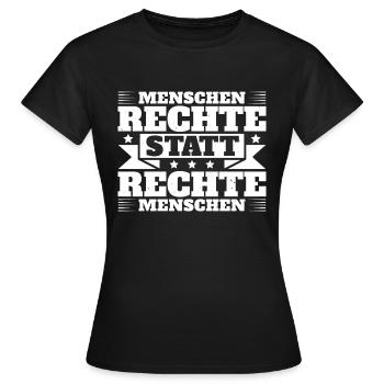 Menschenrechte statt rechte Menschen. Für Toleranz - Frauen T-Shirt - Schwarz - Vorne - AI Model Female 172 dark (172cm)