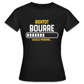 Bald betrunken, bitte warten... - Frauen T-Shirt - Schwarz - Vorne - AI Model Female 172 dark (172cm)