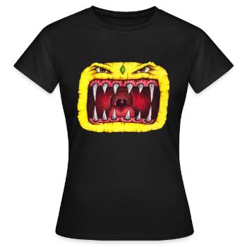 Monster mit Zähnen gelb - Frauen T-Shirt - Schwarz - Vorne - AI Model Female 172 dark (172cm)