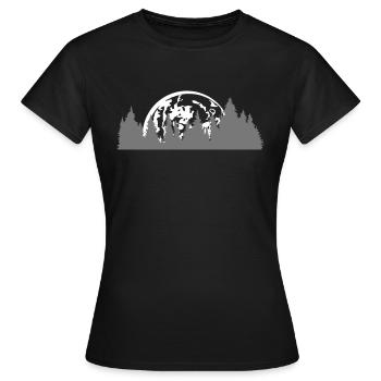 vollmond mond nacht untergang baeume wald nadelwal - Frauen T-Shirt - Schwarz - Vorne - AI Model Female 172 dark (172cm)