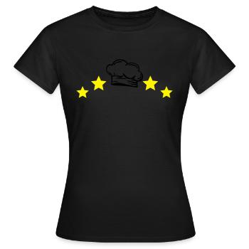 Vier Sterne Kochmütze - Frauen T-Shirt - Schwarz - Vorne - AI Model Female 172 dark (172cm)