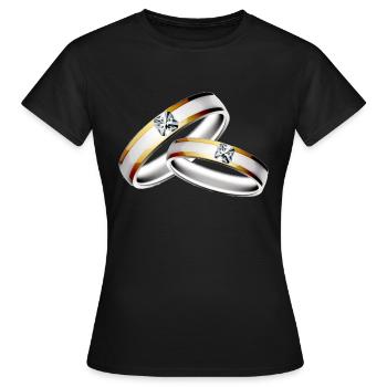 Wedding marriage bachelor party rings engagement - Women's T-Shirt - black - Front - AI Model Female 172 dark (172cm)