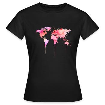Weltkarte - Frauen T-Shirt - Schwarz - Vorne - AI Model Female 172 dark (172cm)