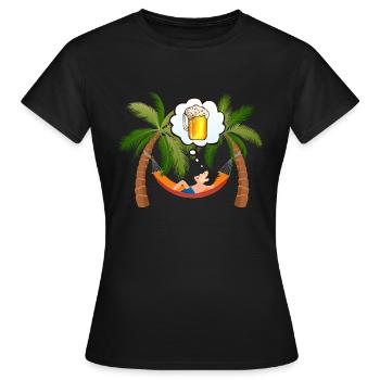 Hängematte Palme Urlaub Bierkrug Schaum Alkohol hu - Frauen T-Shirt - Schwarz - Vorne - AI Model Female 172 dark (172cm)