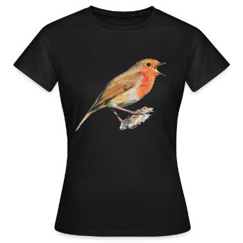 Rotkehlchen Vogel Robin - Frauen T-Shirt - Schwarz - Vorne - AI Model Female 172 dark (172cm)