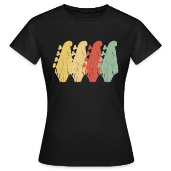Vintage E-Bass Gitarrenhälse - Frauen T-Shirt - Schwarz - Vorne - AI Model Female 172 dark (172cm)