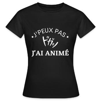 j'peux pas j'ai animé. Cadeau animé, animation - T-shirt Femme - noir - Devant - AI Model Female 172 dark (172cm)