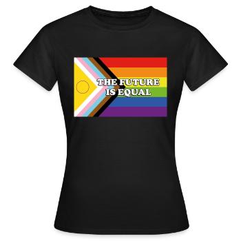 Fierté inclusive Progrès Drapeau L’AVENIR EST ÉGAL - T-shirt Femme - noir - Devant - AI Model Female 172 dark (172cm)