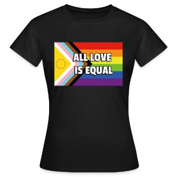 Fierté inclusive Drapeau de progrès TOUT L’AMOUR EST ÉGAL - T-shirt Femme - noir - Devant - AI Model Female 172 dark (172cm)