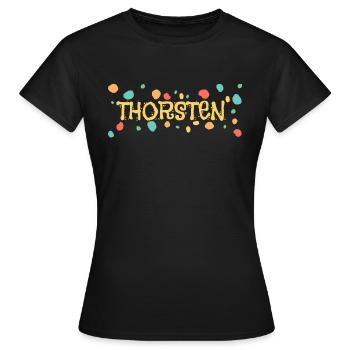 Kleckse Farbkleckse Thorsten - Frauen T-Shirt - Schwarz - Vorne - AI Model Female 172 dark (172cm)
