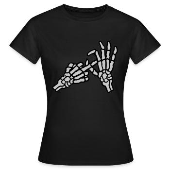 Loch Mittelfinger Geste Skelett - Frauen T-Shirt - Schwarz - Vorne - AI Model Female 172 dark (172cm)