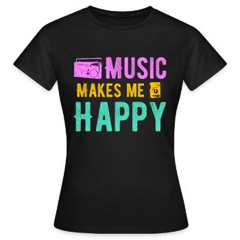 La musique me rend heureux - T-shirt Femme - noir - Devant - AI Model Female 172 dark (172cm)