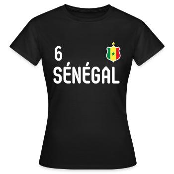 équipe football Sénégal - T-shirt Femme - noir - Devant - AI Model Female 172 dark (172cm)